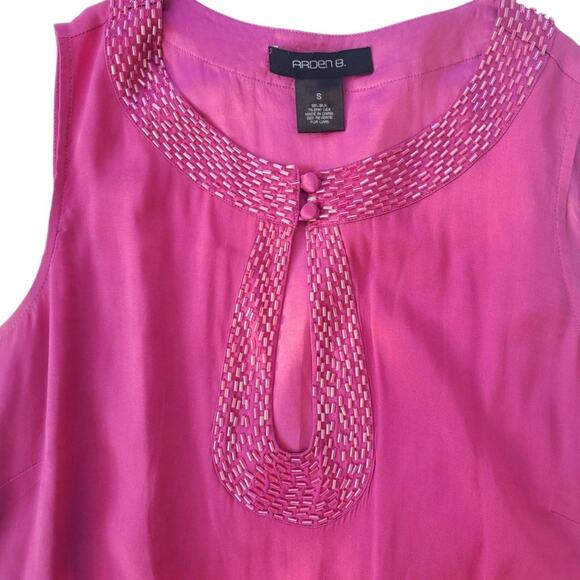 Arden B Silk Pink Sleeveless Mini Dress with Beaded Neckline - Small - Picture 3 of 8